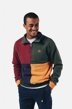 Sweater Half Zip Harlequin Color Block