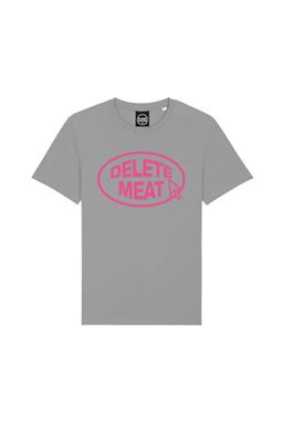 T-Shirt Delete Meat Grijs Roze