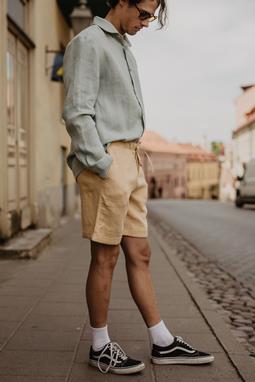 Linen Shorts Ares Charcoal