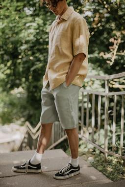 Classic Linen Shorts Hermes Mustard