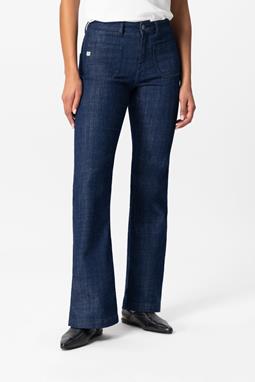Jeans Flared Chique Glanzend Raw Blauw