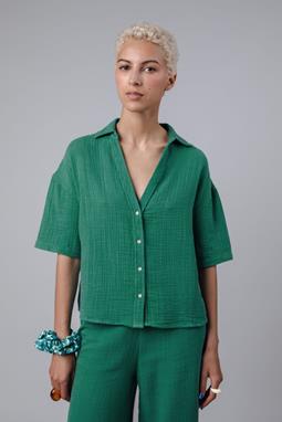 Oversized Cropped Blouse Bubble Jungle Green