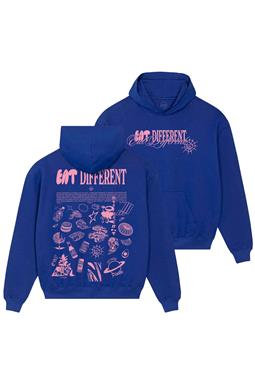 Hoodie Deluxe Eat Different Pink On Cobalt Blue