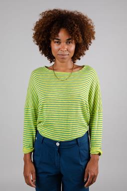 Sweater Fine Knit Stripes Lime