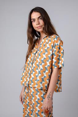 Cropped Blouse Big Tiles Ochre