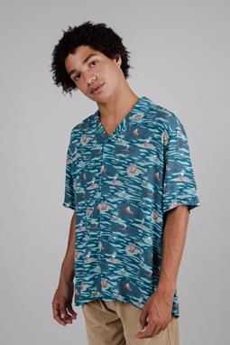 Blauw Pinda's Kust Aloha Shirt
