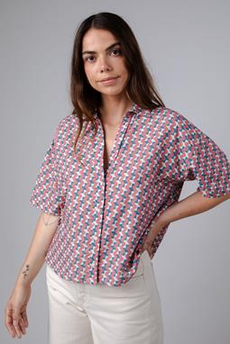 Blouse Tiles Cropped Pink