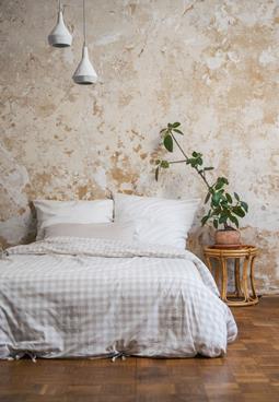 MELA Beddengoedset Majuli Check Birch / Natuurlijk Wit 