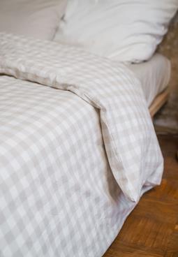 MELA Beddengoedset Majuli Check Birch / Natuurlijk Wit 