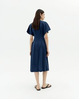 Thinking MU Dress Fitted Waist Laura Navy Blue