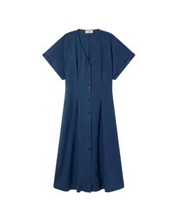 Thinking MU Dress Fitted Waist Laura Navy Blue