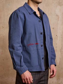Yahmo Jacke Workwear Bestickte Fritz Blau