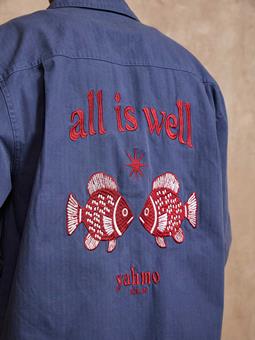 Yahmo Jacke Workwear Bestickte Fritz Blau