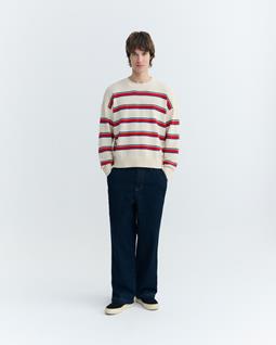 Thinking MU Sweater Boxy Beto Striped Ecru