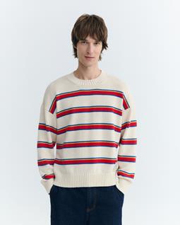Thinking MU Sweater Boxy Beto Striped Ecru