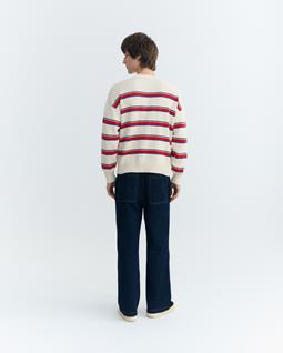 Thinking MU Sweater Boxy Beto Striped Ecru