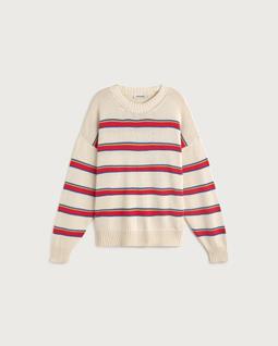 Thinking MU Sweater Boxy Beto Striped Ecru