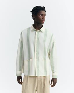 Thinking MU Shirt Jim Poplin Striped Green