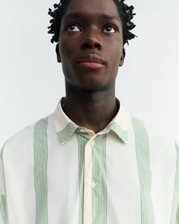 Thinking MU Shirt Jim Poplin Striped Green