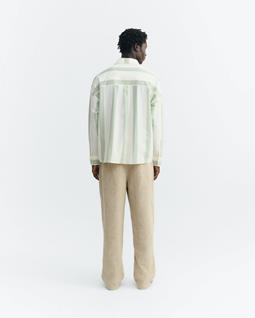 Thinking MU Shirt Jim Poplin Striped Green