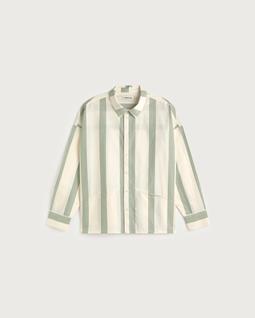 Thinking MU Shirt Jim Poplin Striped Green