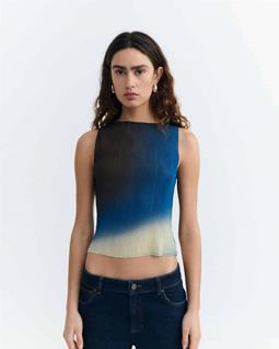 Thinking MU Oberteil Dora Blau/ Schwarz/ Creme
