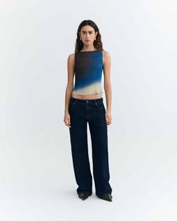 Thinking MU Oberteil Dora Blau/ Schwarz/ Creme