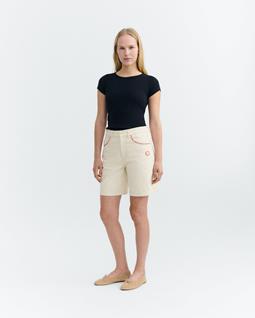 Thinking MU Shorts Luisa Hand Embroidered Trim Cream