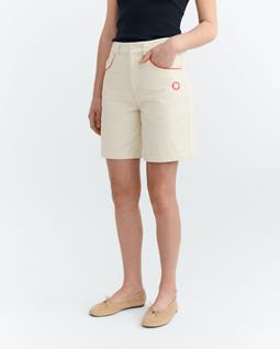 Thinking MU Shorts Luisa Hand Embroidered Trim Cream