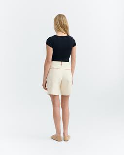 Thinking MU Shorts Luisa Hand Embroidered Trim Cream