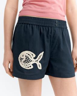 Thinking MU Shorts Handbestickte Geraldine Navy