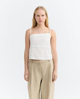 Thinking MU Top Raida Embroidered White