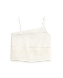 Thinking MU Top Raida Embroidered White