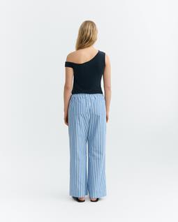 Thinking MU Broek Brigitte Relaxed Gestreept Blauw