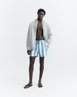 Thinking MU Shorts Bademode Limpopo Blau Gestreift