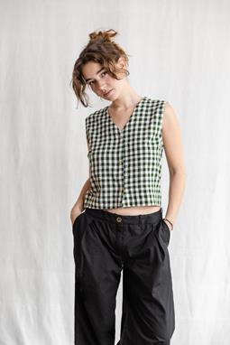 Jyoti Fair Works Top Chatania Schecks Grün