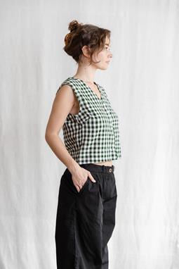 Jyoti Fair Works Top Chatania Schecks Grün