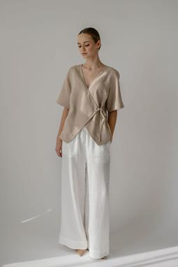 Amber Linen Hose Ida Weites Bein Weiß