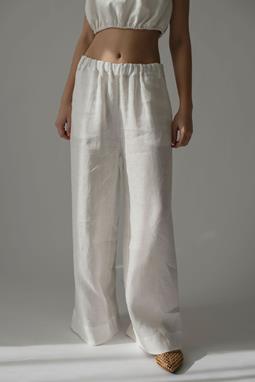 Amber Linen Hose Ida Weites Bein Weiß