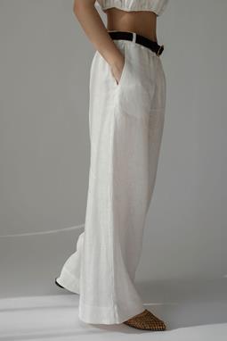 Amber Linen Hose Ida Weites Bein Weiß