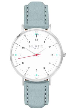 Horloge Moderno Zilver Wit & Lichtblauw