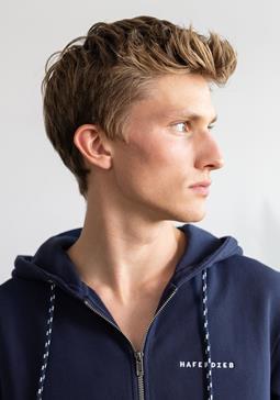 Hafendieb Hoodie Vest Logo Stick Navy
