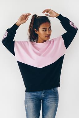 Sweatshirt Loose Schwarz Pink