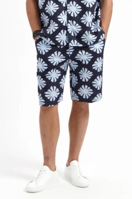 Shorts Tyler Printed Middernachtblauw