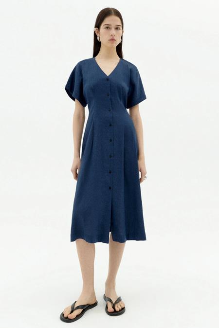 Kleid Fitted Waist Laura Marineblau