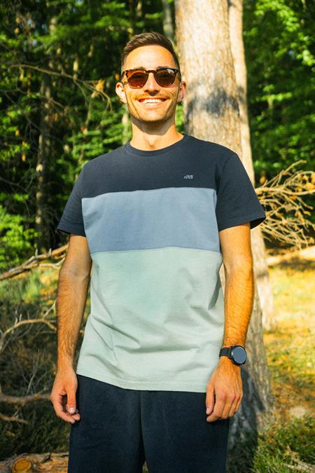 T-Shirt Color Block Navy/Sturmblau/Frosted Mint
