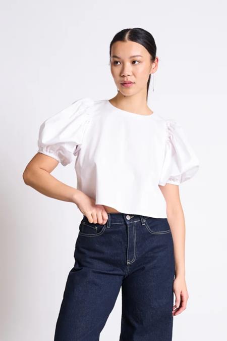 JAN 'N JUNE: Bluse Cropped Olmos Weiß