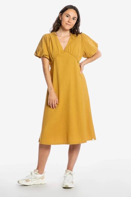 MATONA: Dress V-Neck Dark Yellow