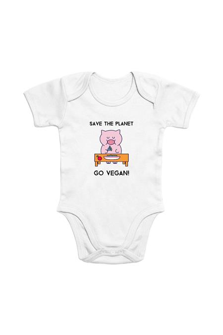 Save The Planet Go Vegan - Organic Cotton Onesie