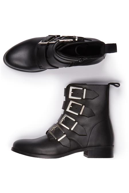 Will's Vegan Store: Biker Boots 4 Strap Schwarz